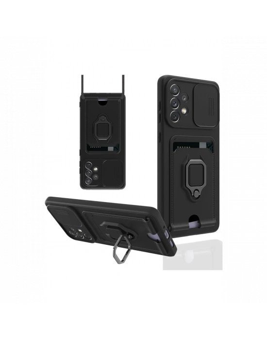 Newface Samsung Galaxy A33 5G Kılıf Zuma Kartvizitli Yüzüklü Silikon - Siyah