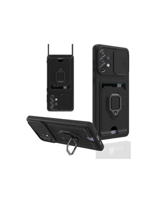 Newface Samsung Galaxy A33 5G Kılıf Zuma Kartvizitli Yüzüklü Silikon - Siyah