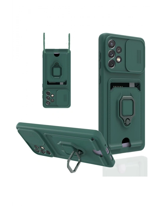 Newface Samsung Galaxy A33 5G Kılıf Zuma Kartvizitli Yüzüklü Silikon - Yeşil