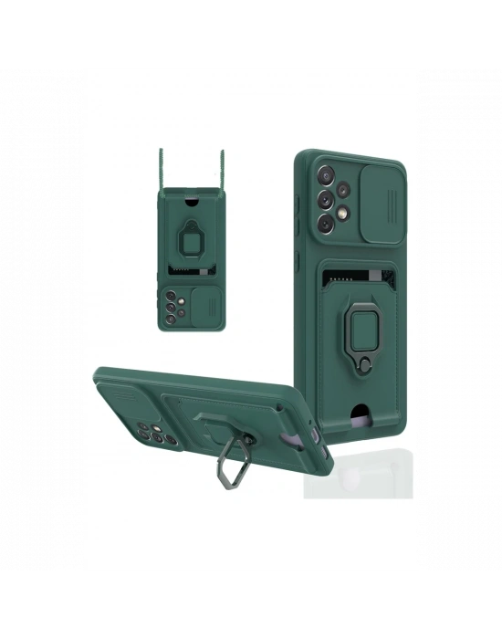 Newface Samsung Galaxy A33 5G Kılıf Zuma Kartvizitli Yüzüklü Silikon - Yeşil