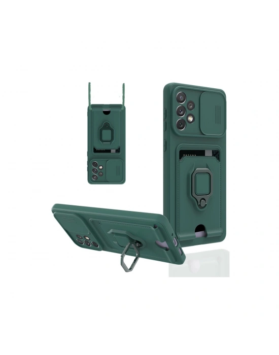 Newface Samsung Galaxy A33 5G Kılıf Zuma Kartvizitli Yüzüklü Silikon - Yeşil