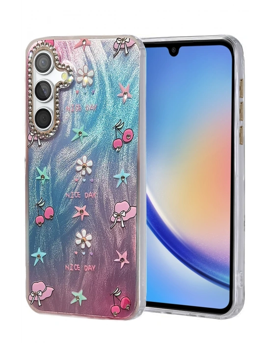 Newface Samsung Galaxy A34 5G Kılıf Blade Aynalı Desenli Kapak - Desen 4