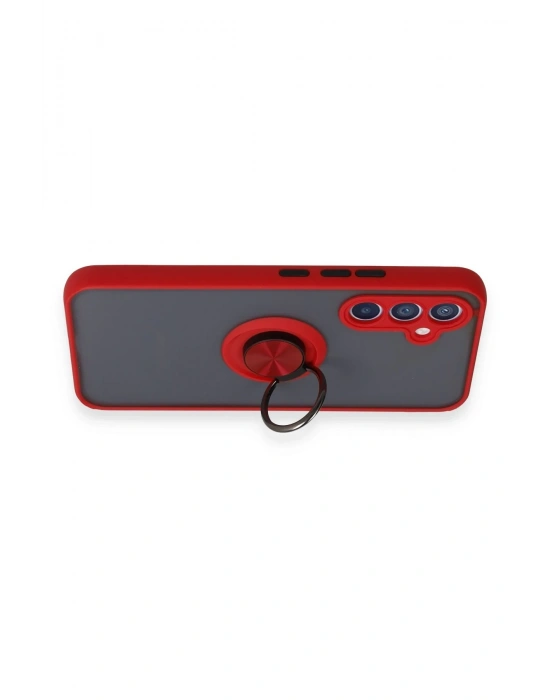 Newface Samsung Galaxy A34 5G Kılıf Montreal Yüzüklü Silikon Kapak - Kırmızı