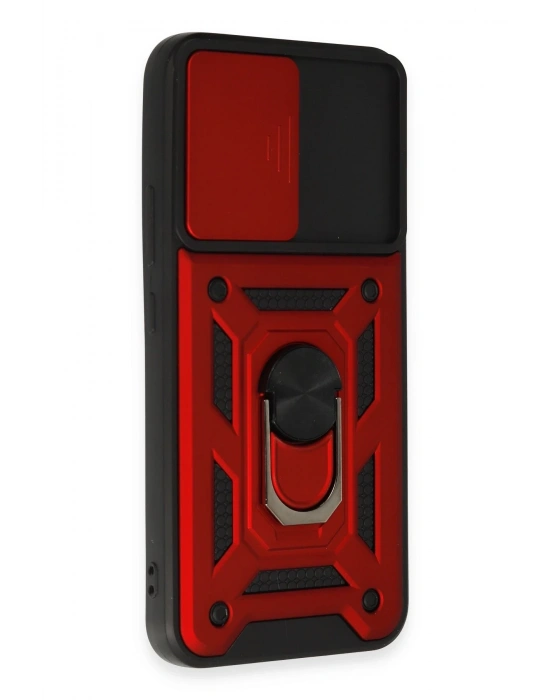 Newface Samsung Galaxy A34 5G Kılıf Pars Lens Yüzüklü Silikon - Kırmızı