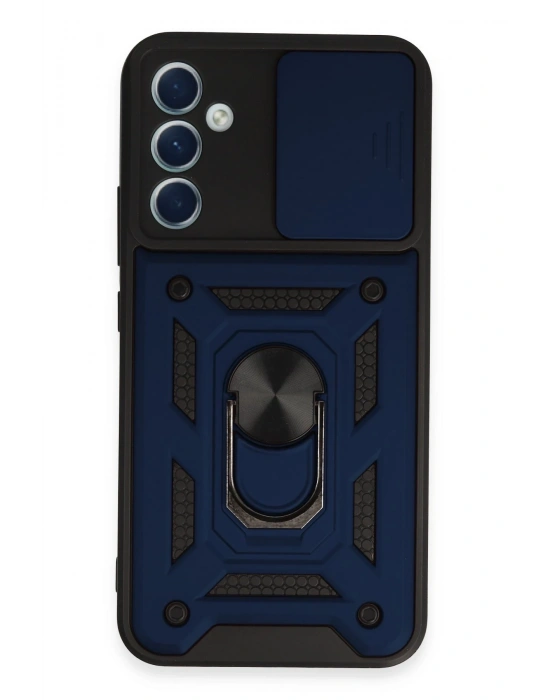 Newface Samsung Galaxy A34 5G Kılıf Pars Lens Yüzüklü Silikon - Lacivert