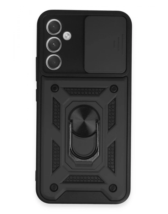 Newface Samsung Galaxy A34 5G Kılıf Pars Lens Yüzüklü Silikon - Siyah