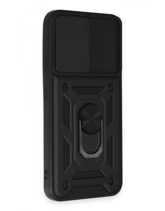 Newface Samsung Galaxy A34 5G Kılıf Pars Lens Yüzüklü Silikon - Siyah