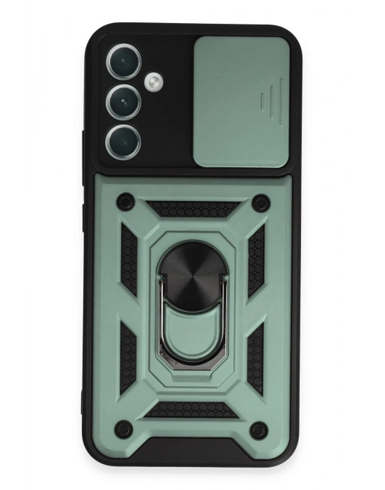 Newface Samsung Galaxy A34 5G Kılıf Pars Lens Yüzüklü Silikon - Yeşil