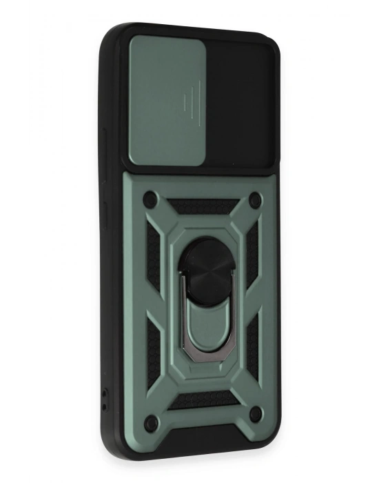 Newface Samsung Galaxy A34 5G Kılıf Pars Lens Yüzüklü Silikon - Yeşil