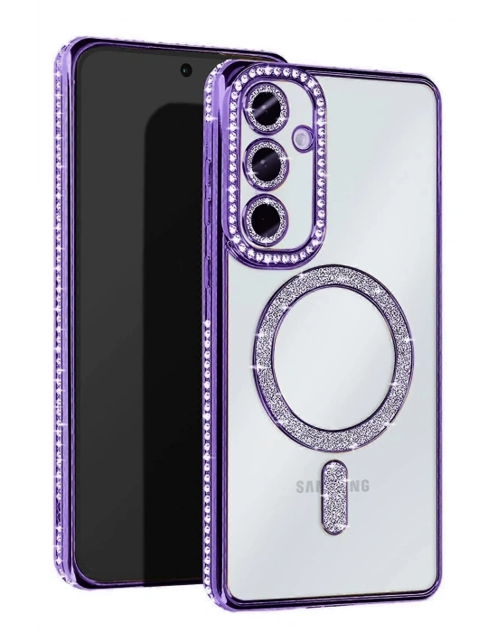 Newface Samsung Galaxy A35 5G Joke Simli Magneticsafe Kılıf - Derin Mor