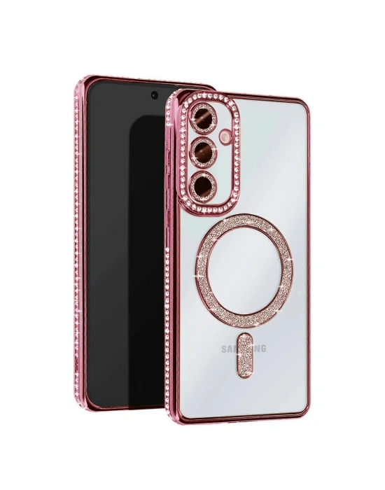 Newface Samsung Galaxy A35 5G Joke Simli Magneticsafe Kılıf - Pembe