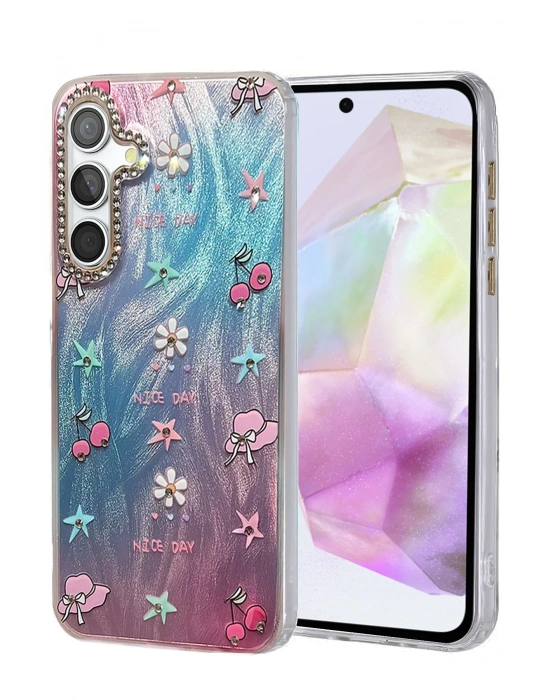 Newface Samsung Galaxy A35 5G Kılıf Blade Aynalı Desenli Kapak - Desen 4