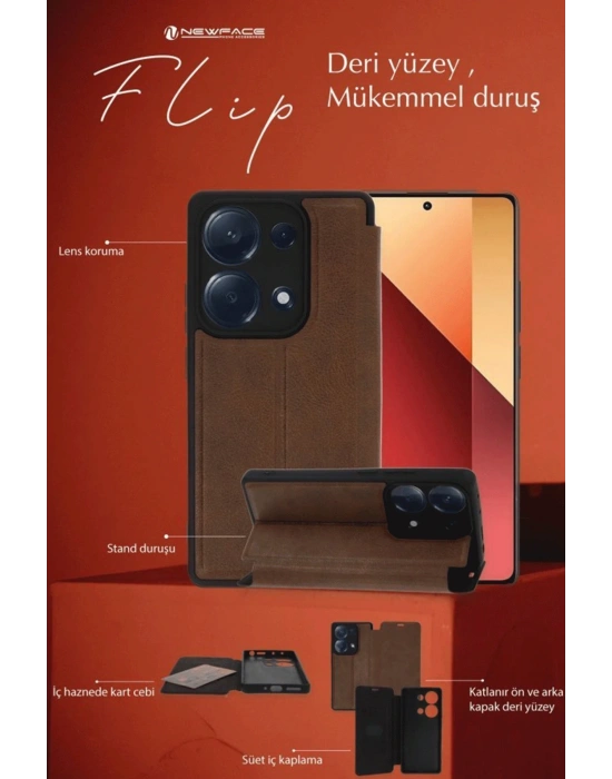 Newface Samsung Galaxy A35 5G Kılıf Flip Cover - Kırmızı