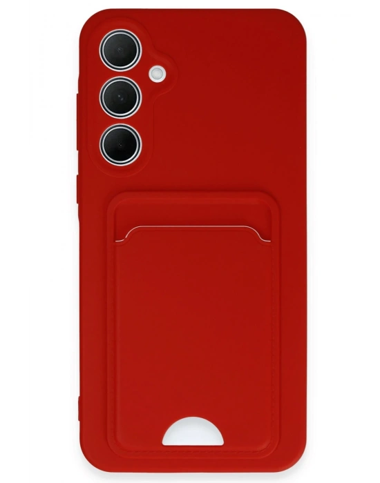 Newface Samsung Galaxy A35 5G Kılıf Kelvin Kartvizitli Silikon - Kırmızı