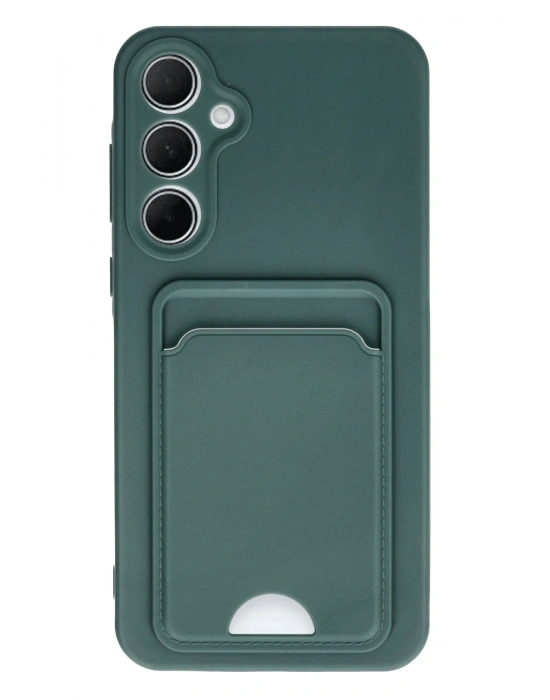 Newface Samsung Galaxy A35 5G Kılıf Kelvin Kartvizitli Silikon - Koyu Yeşil