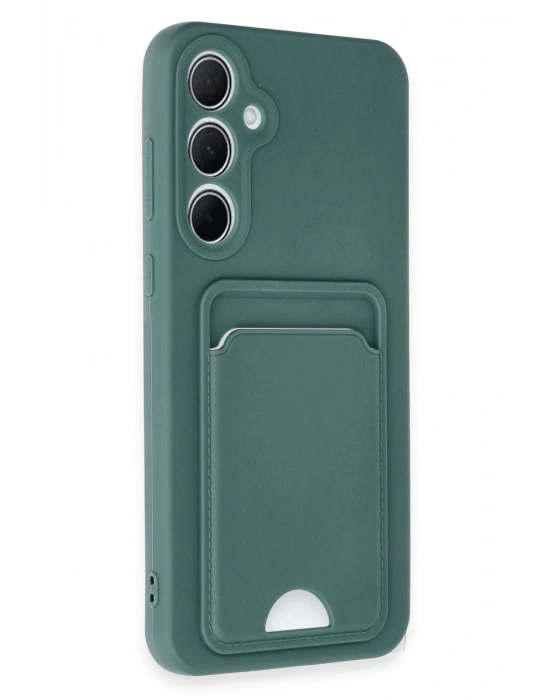 Newface Samsung Galaxy A35 5G Kılıf Kelvin Kartvizitli Silikon - Koyu Yeşil