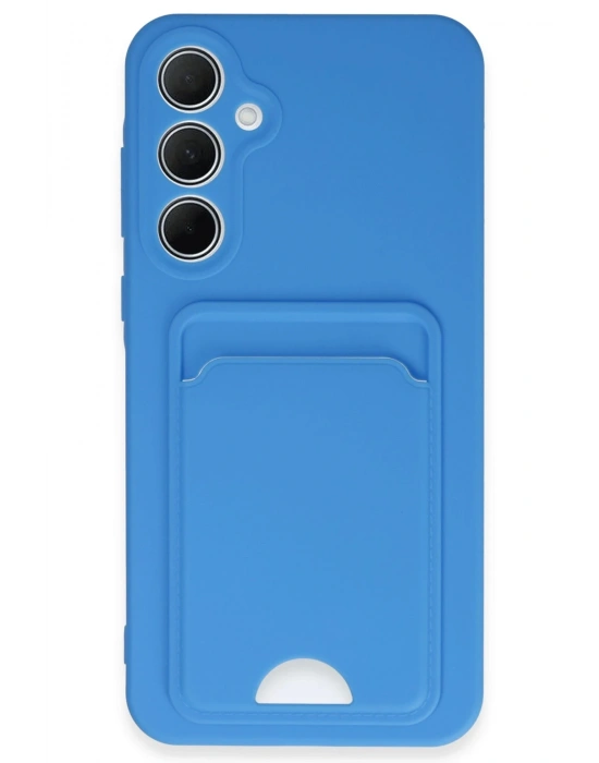 Newface Samsung Galaxy A35 5G Kılıf Kelvin Kartvizitli Silikon - Mavi