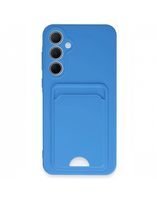Newface Samsung Galaxy A35 5G Kılıf Kelvin Kartvizitli Silikon - Mavi