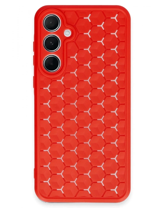 Newface Samsung Galaxy A35 5G Kılıf Petek Silikon Kapak - Kırmızı