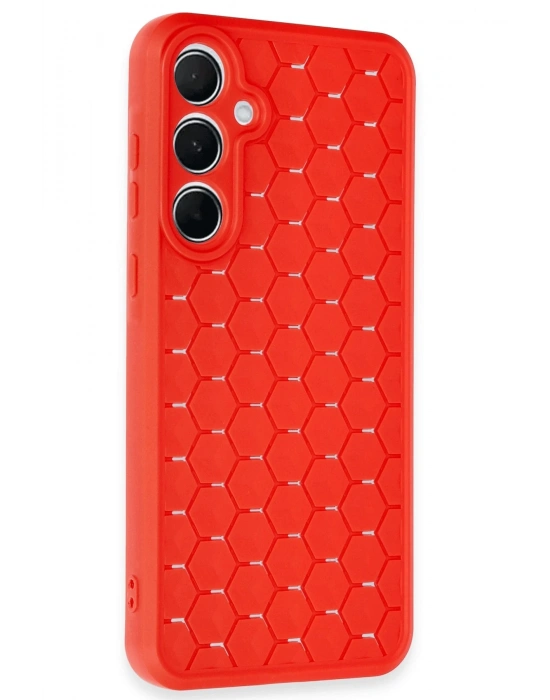 Newface Samsung Galaxy A35 5G Kılıf Petek Silikon Kapak - Kırmızı