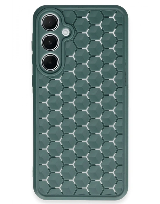 Newface Samsung Galaxy A35 5G Kılıf Petek Silikon Kapak - Koyu Yeşil