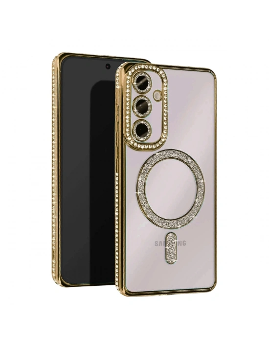 Newface Samsung Galaxy A36 Joke Simli Magneticsafe Kılıf - Gold