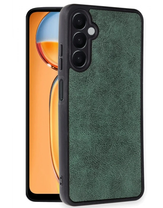 Newface Samsung Galaxy A36 Kılıf Aras Deri Kapak - Koyu Yeşil