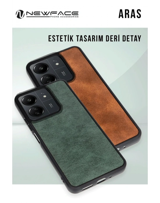 Newface Samsung Galaxy A36 Kılıf Aras Deri Kapak - Koyu Yeşil