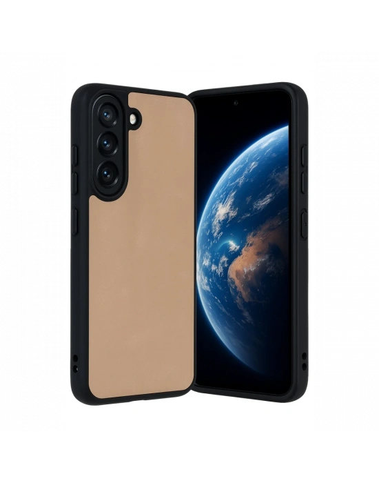 Newface Samsung Galaxy A36 Kılıf Aras Deri Kapak - Pudra