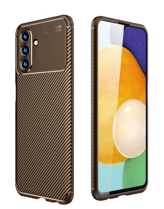 Newface Samsung Galaxy A36 Kılıf Auto Focus Karbon Kapak - Kahverengi