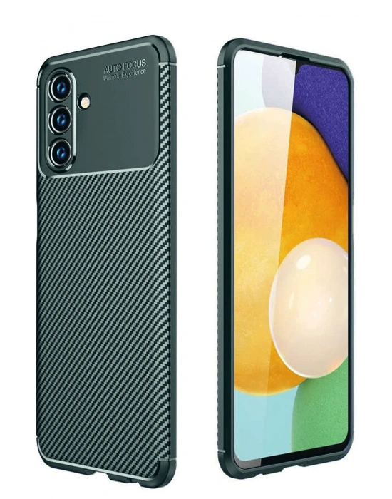 Newface Samsung Galaxy A36 Kılıf Auto Focus Karbon Kapak - Koyu Yeşil
