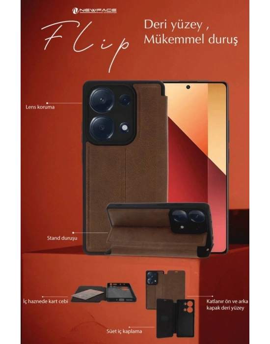 Newface Samsung Galaxy A36 Kılıf Flip Cover - Taba