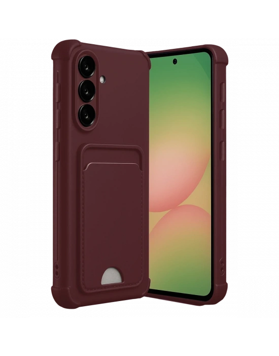 Newface Samsung Galaxy A36 Kılıf Kelvin Kartvizitli Silikon - Bordo