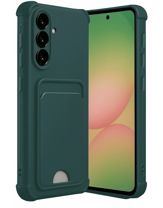 Newface Samsung Galaxy A36 Kılıf Kelvin Kartvizitli Silikon - Koyu Yeşil