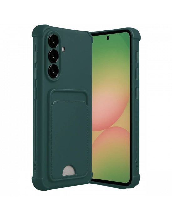 Newface Samsung Galaxy A36 Kılıf Kelvin Kartvizitli Silikon - Koyu Yeşil