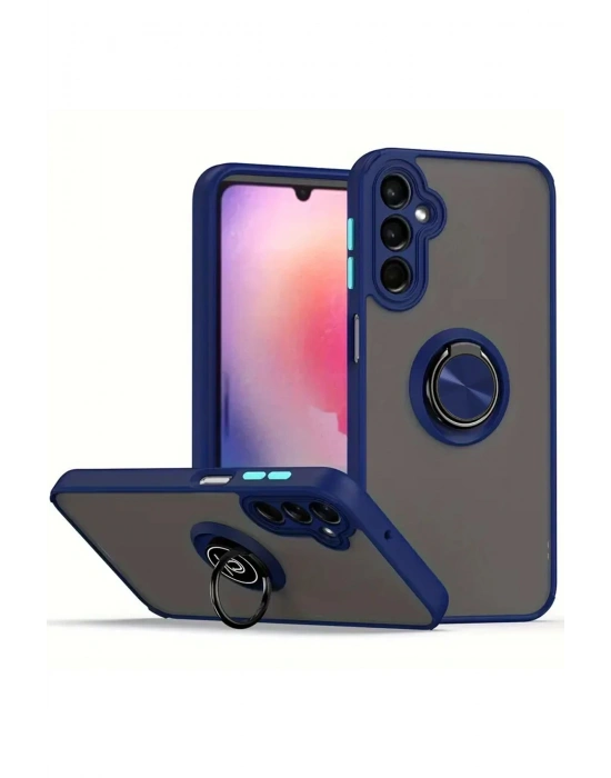 Newface Samsung Galaxy A36 Kılıf Montreal Yüzüklü Silikon Kapak - Lacivert