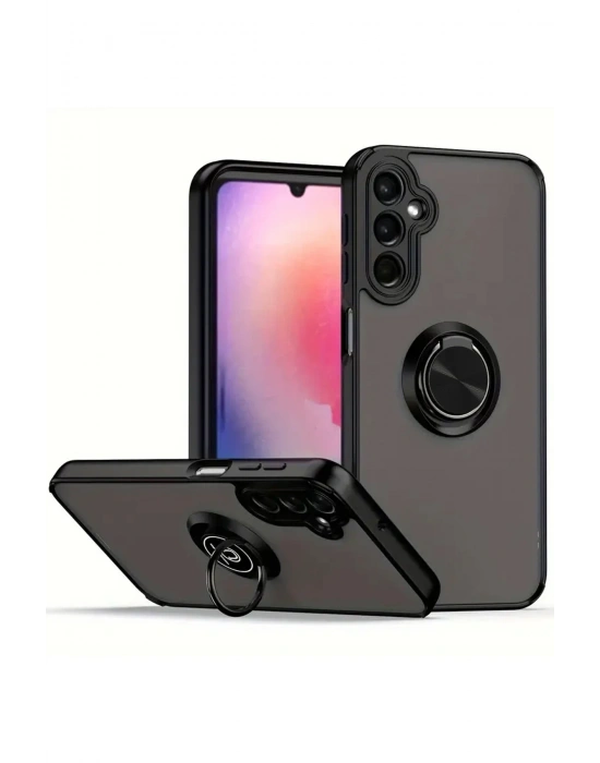 Newface Samsung Galaxy A36 Kılıf Montreal Yüzüklü Silikon Kapak - Siyah
