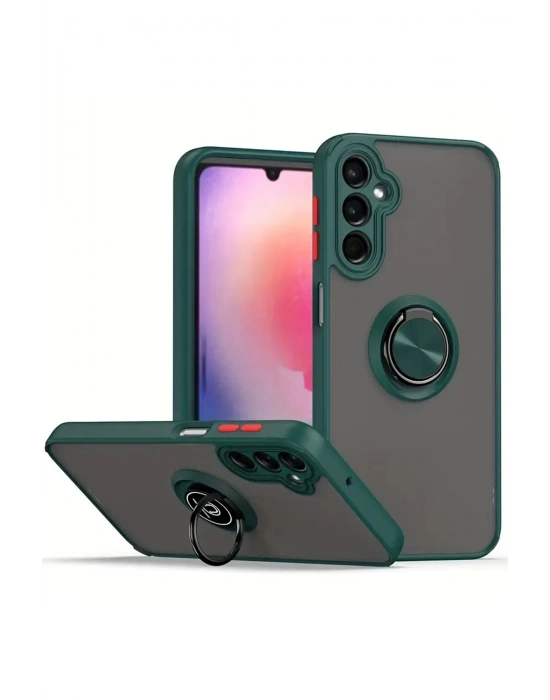 Newface Samsung Galaxy A36 Kılıf Montreal Yüzüklü Silikon Kapak - Yeşil