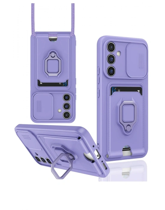 Newface Samsung Galaxy A36 Kılıf Zuma Kartvizitli Yüzüklü Silikon - Lila