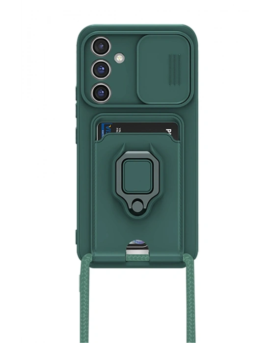 Newface Samsung Galaxy A36 Kılıf Zuma Kartvizitli Yüzüklü Silikon - Yeşil