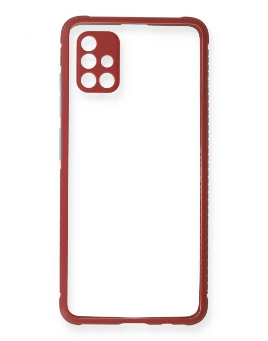 Newface Samsung Galaxy A51 Kılıf Miami Şeffaf Silikon - Fuşya