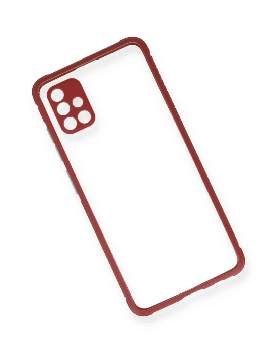 Newface Samsung Galaxy A51 Kılıf Miami Şeffaf Silikon - Fuşya