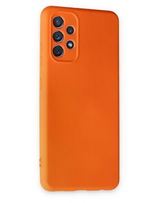 Newface Samsung Galaxy A52 Kılıf Nano içi Kadife Silikon - Turuncu
