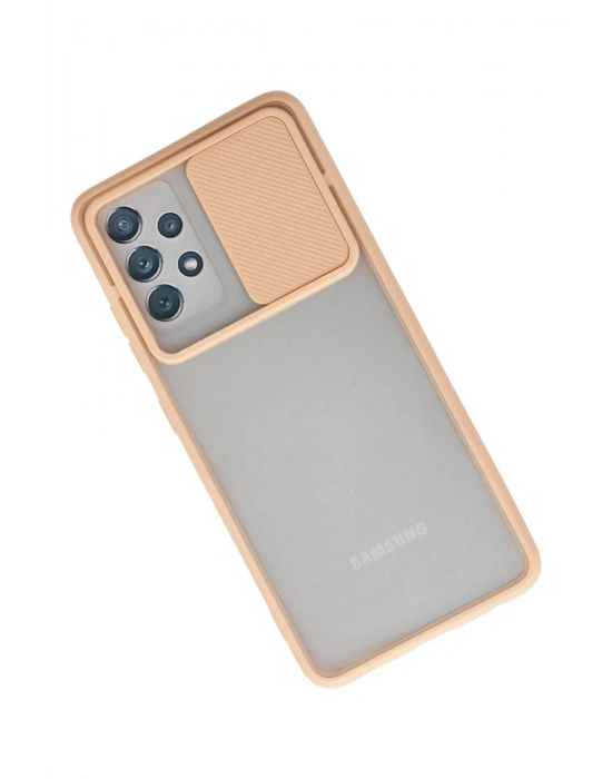 Newface Samsung Galaxy A52 Kılıf Palm Buzlu Kamera Sürgülü Silikon - Pembe