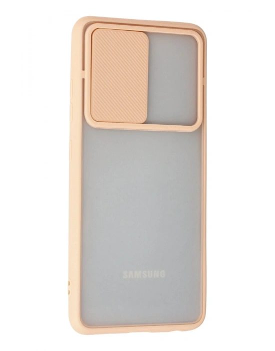 Newface Samsung Galaxy A52 Kılıf Palm Buzlu Kamera Sürgülü Silikon - Pembe