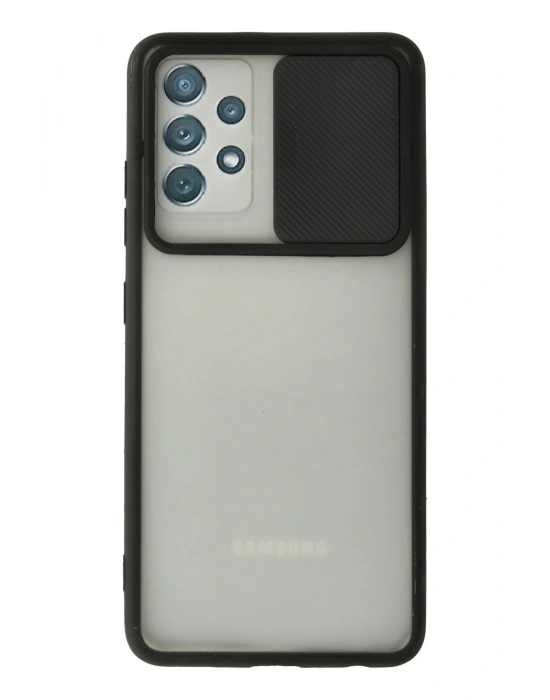 Newface Samsung Galaxy A52 Kılıf Palm Buzlu Kamera Sürgülü Silikon - Siyah