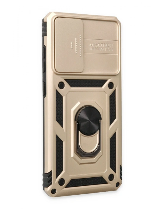 Newface Samsung Galaxy A52 Kılıf Pars Lens Yüzüklü Silikon - Gold