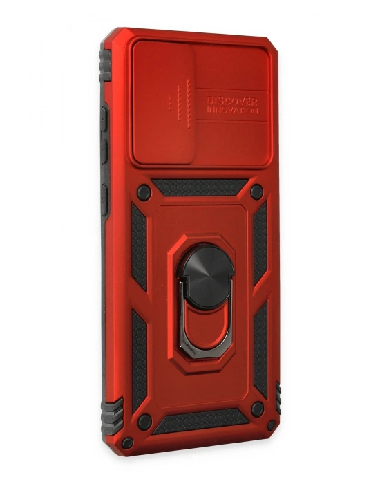 Newface Samsung Galaxy A52 Kılıf Pars Lens Yüzüklü Silikon - Kırmızı