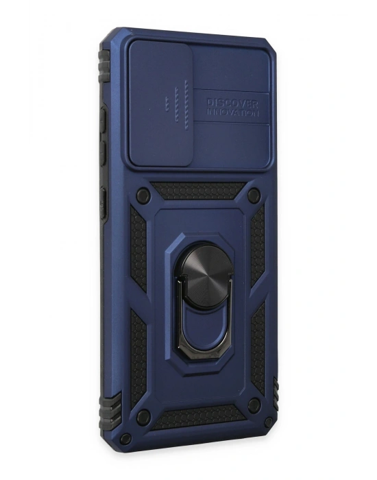 Newface Samsung Galaxy A52 Kılıf Pars Lens Yüzüklü Silikon - Lacivert