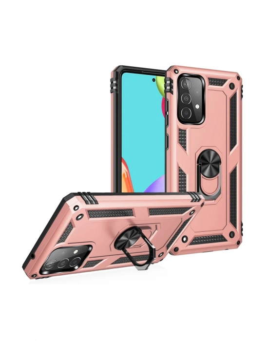 Newface Samsung Galaxy A52 Kılıf Sofya Yüzüklü Silikon Kapak - Rose